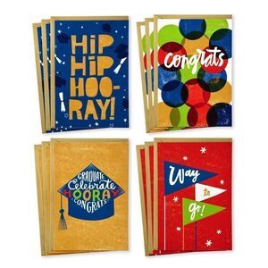 Hallmark Graduation Cards Assortment (12 Cards w/ Envelopes, 4 Designs) Congrats